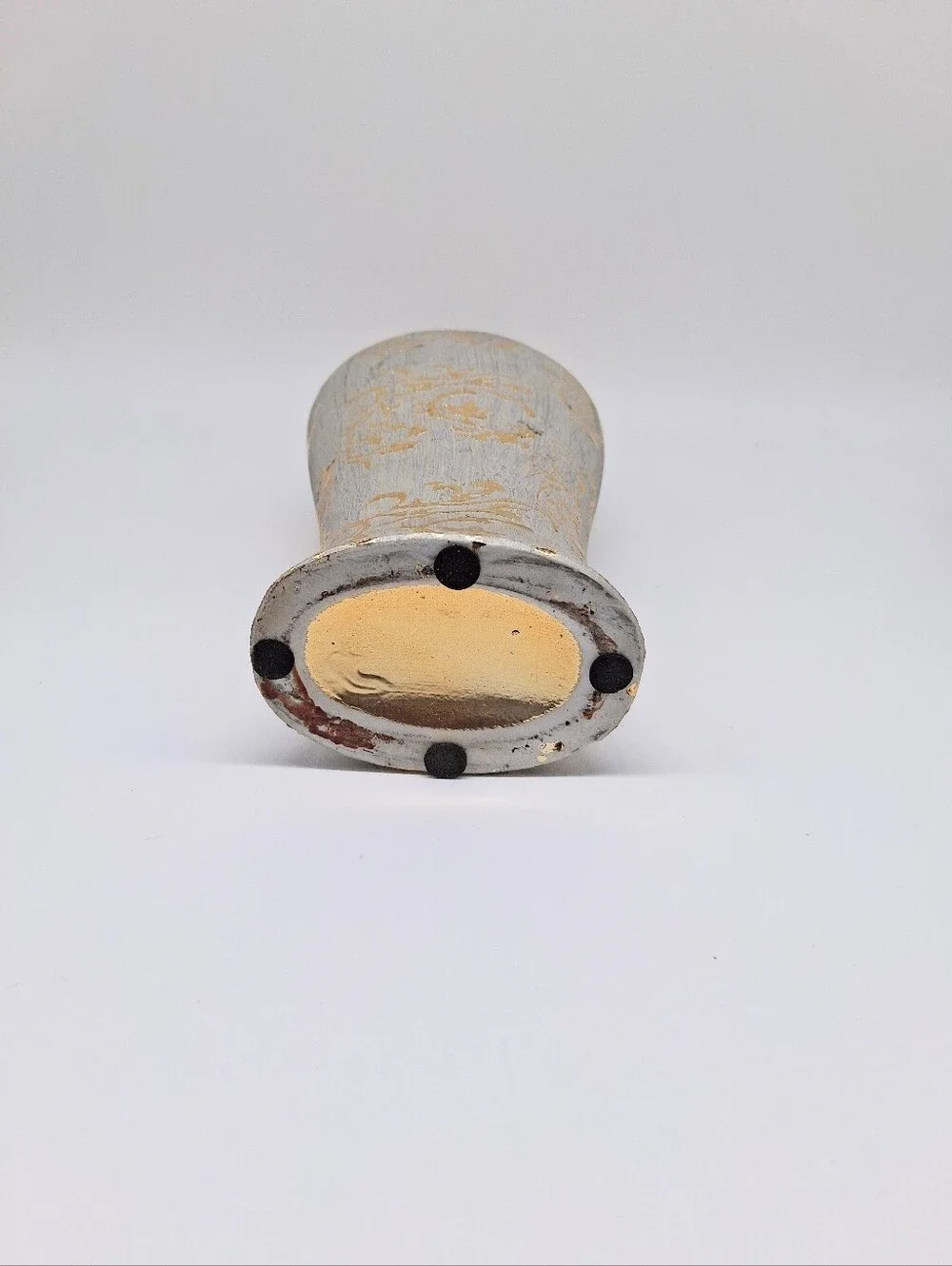 Gray And Gold Textured Ceramic Artistic Bottle Shape Vase 13 in. H